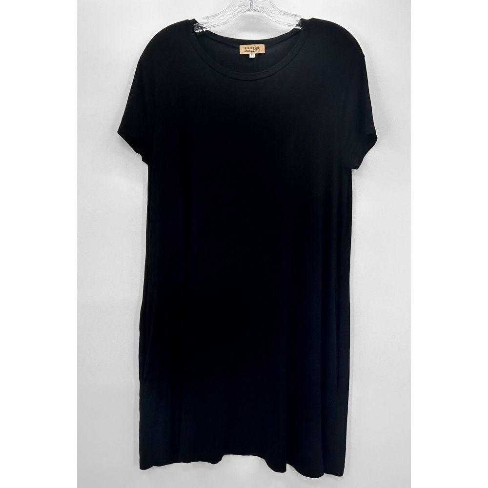 Piko 1988 Black Tee Shirt Short Sleeve Bamboo Cotton Stretch Dress Size Medium